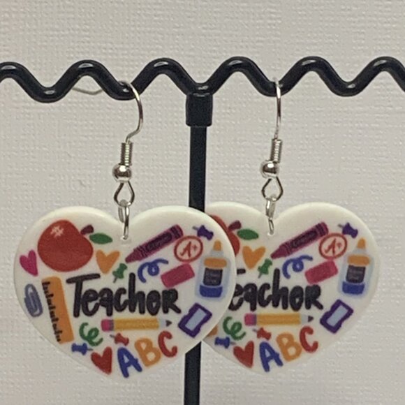 Teacher Earring, Teacher Appreciation, Educator Earring, Gift Idea, School - Picture 2 of 4